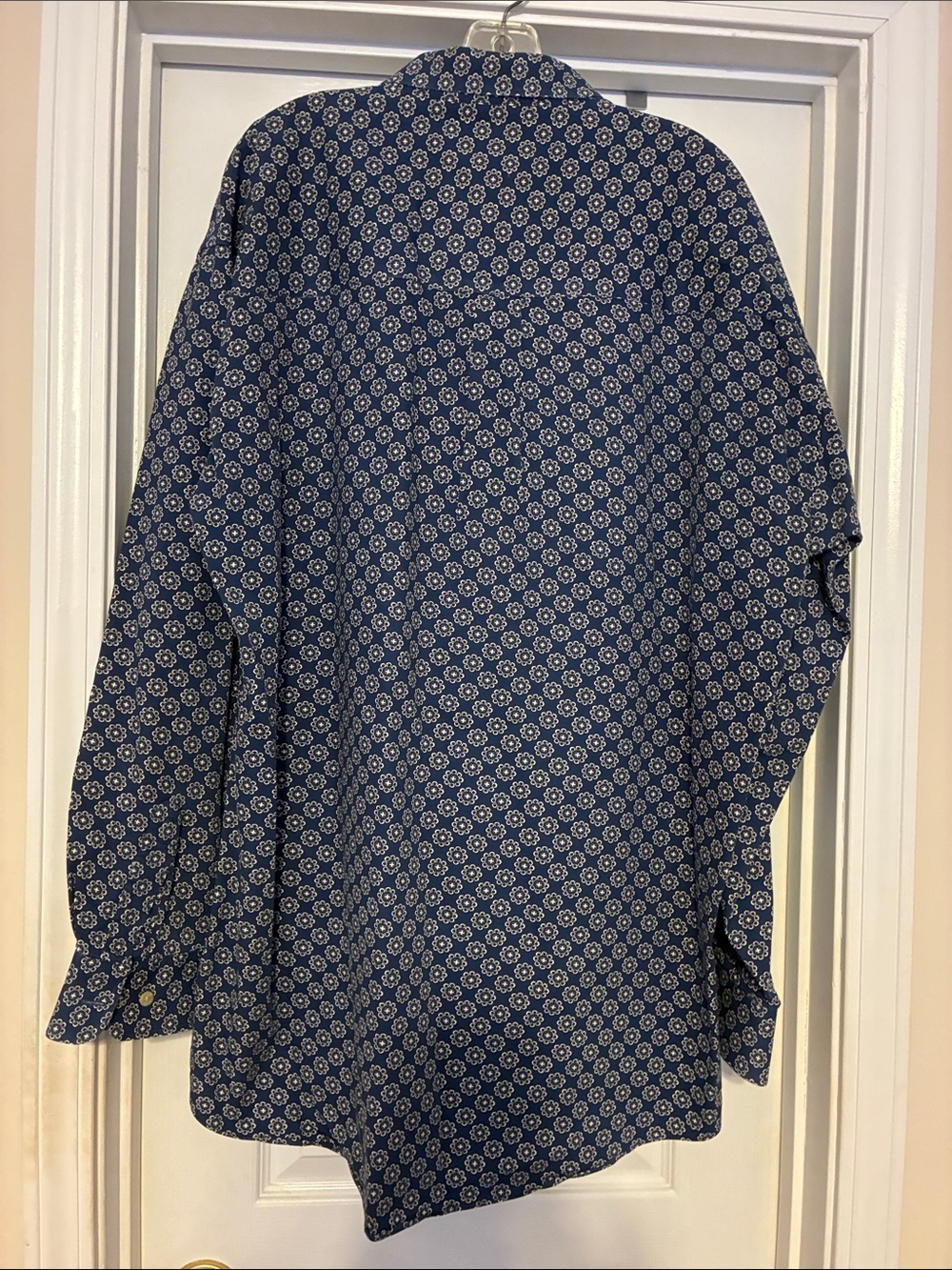 Men's 2XLT Natural Issue Navy Blue Geo-Print Long-Sleeve Button-Down Shirt - Picture 3 of 4